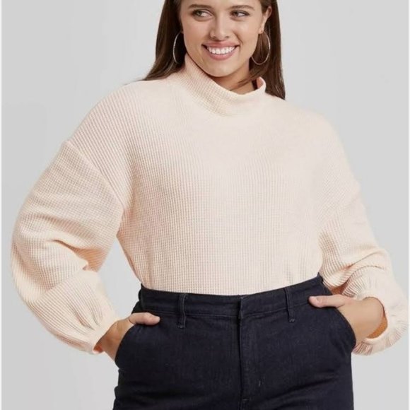 Ava & Viv Cream Thermal Long Sleeve Turtleneck Pullover Top Sz 1X - Picture 1 of 8